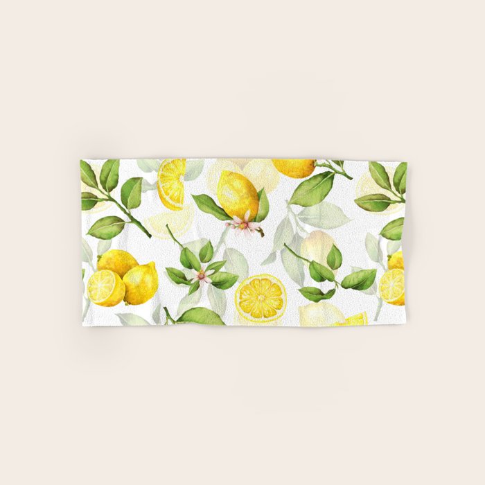 mediterranean summer lemon branches on white Towels Gallery Image 1