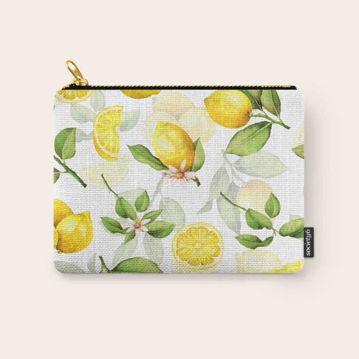 mediterranean summer lemon branches on white Carry All Pouch Gallery Image 1