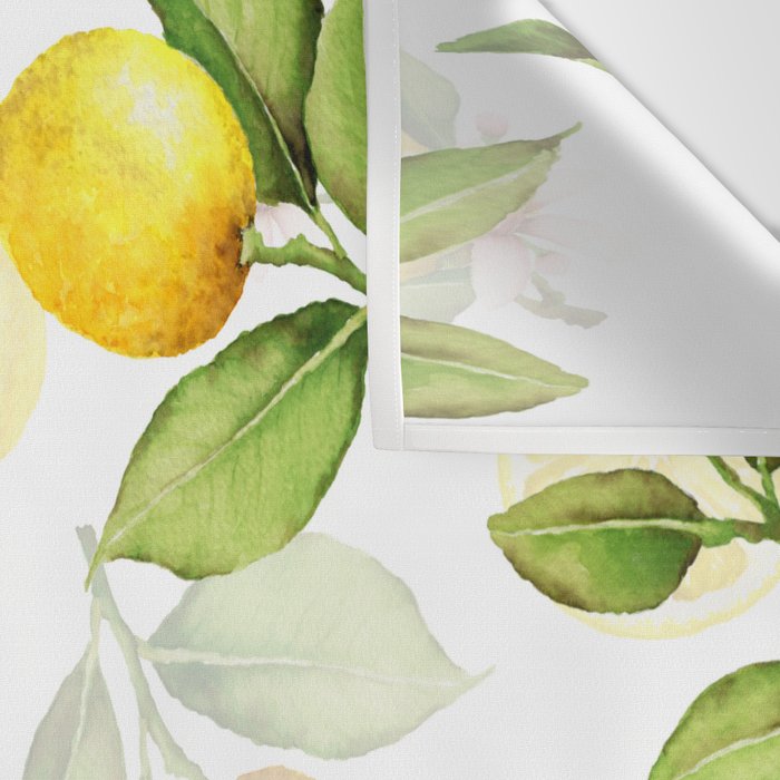 mediterranean summer lemon branches on white Wall Tapestry Gallery Image 3