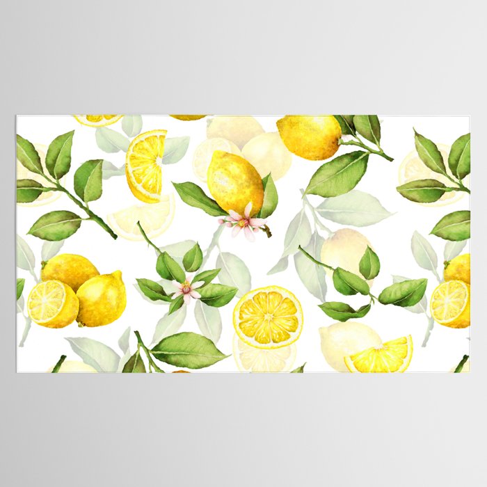 mediterranean summer lemon branches on white Tablecloth Gallery Image 2