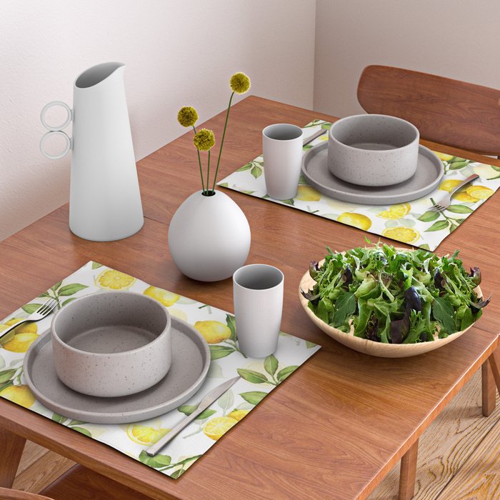 mediterranean summer lemon branches on white Placemat Gallery Image 2