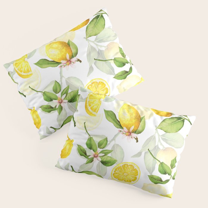 mediterranean summer lemon branches on white Pillow Sham Gallery Image 3