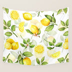 mediterranean summer lemon branches on white Wall Tapestry Gallery Image 4