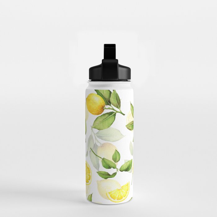 mediterranean summer lemon branches on white Water Bottle Gallery Image 2