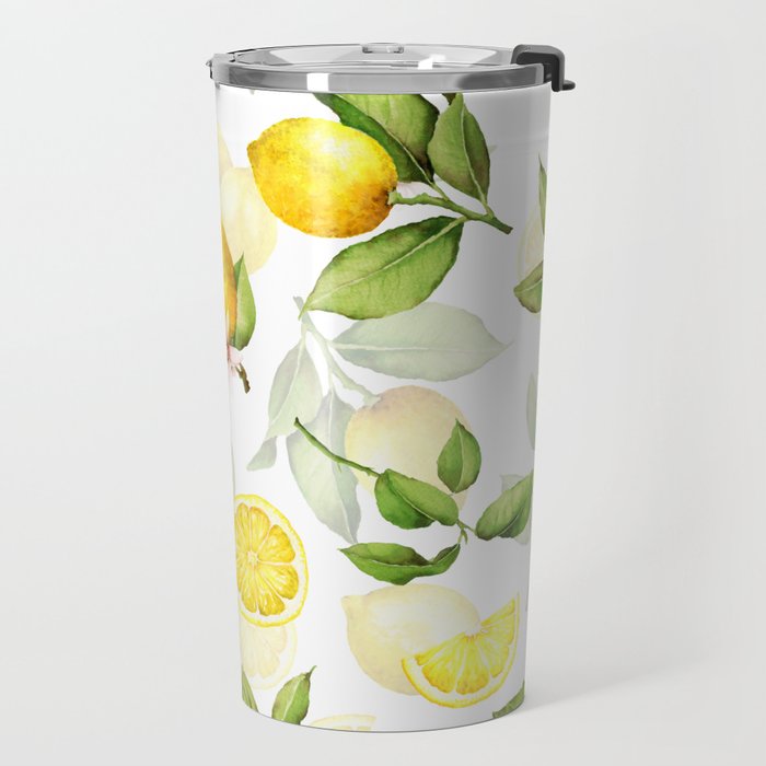 mediterranean summer lemon branches on white Travel Mug Gallery Image 2