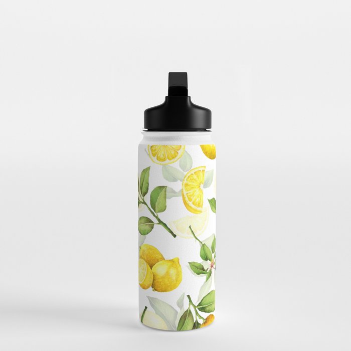 mediterranean summer lemon branches on white Water Bottle Gallery Image 3