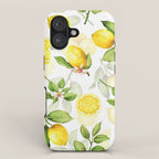 mediterranean summer lemon branches on white iPhone Case Gallery Image 1