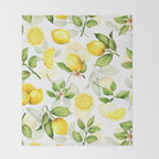 mediterranean summer lemon branches on white Throw Blanket Gallery Image 2