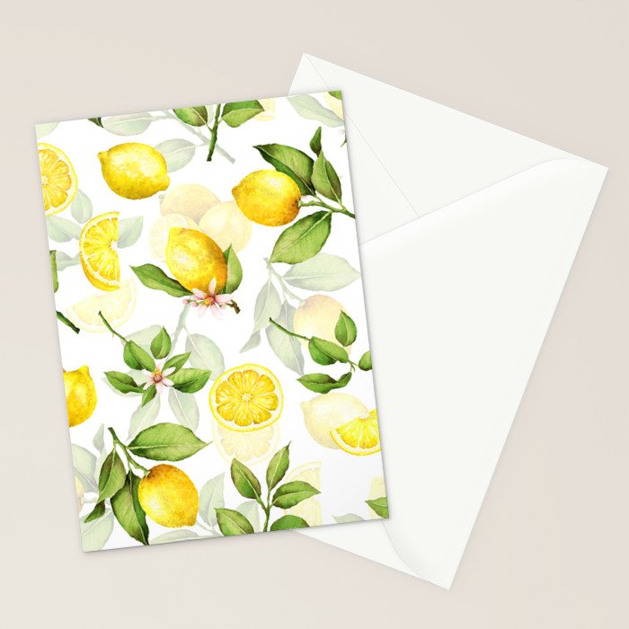 mediterranean summer lemon branches on white Stationery Card Gallery Image 2