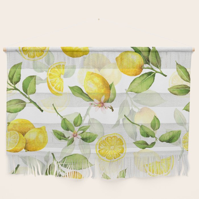 mediterranean summer lemon branches on white Wall Hanging Gallery Image 1