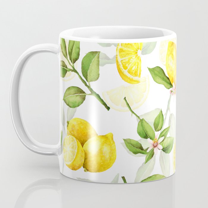 mediterranean summer lemon branches on white Coffee Mug Gallery Image 3