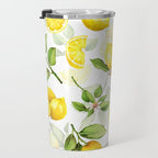 mediterranean summer lemon branches on white Travel Mug Gallery Image 3