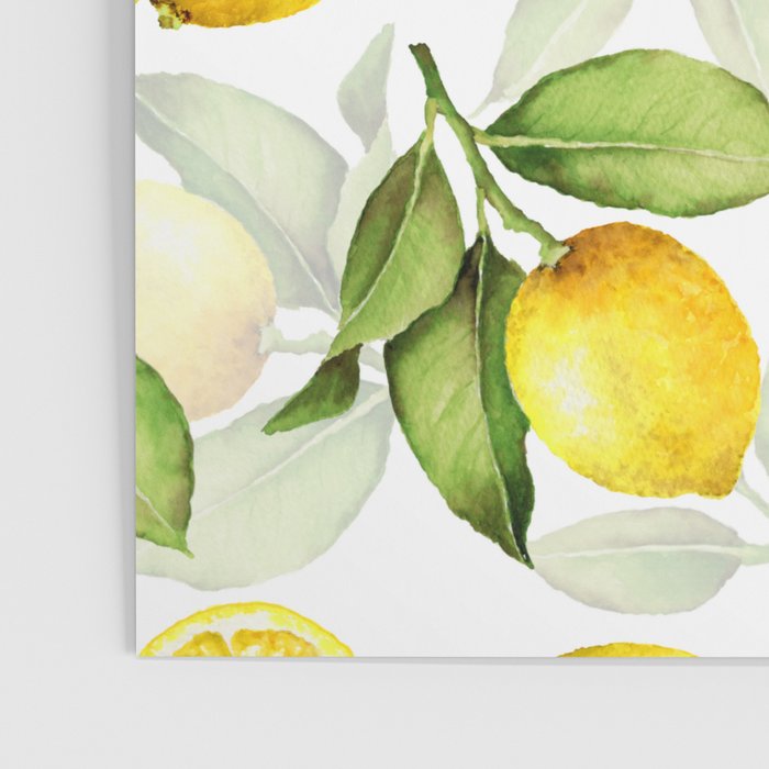 mediterranean summer lemon branches on white Poster Gallery Image 3