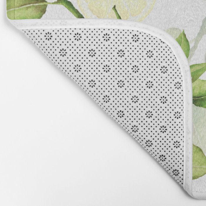 mediterranean summer lemon branches on white Bath Mat Gallery Image 2