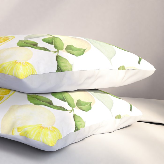 mediterranean summer lemon branches on white Pillow Sham Gallery Image 3