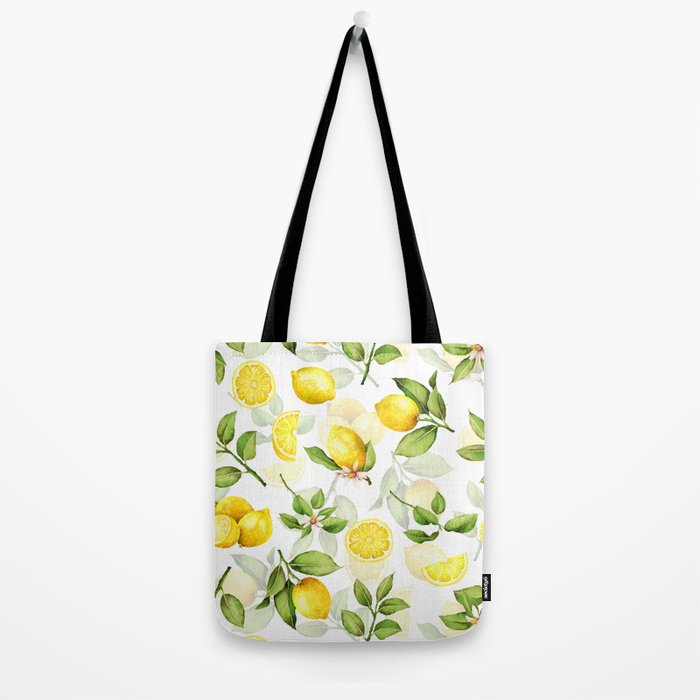 mediterranean summer lemon branches on white Tote Bag Gallery Image 2