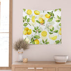 mediterranean summer lemon branches on white Wall Tapestry Gallery Image 2
