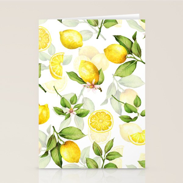 mediterranean summer lemon branches on white Stationery Card Gallery Image 1