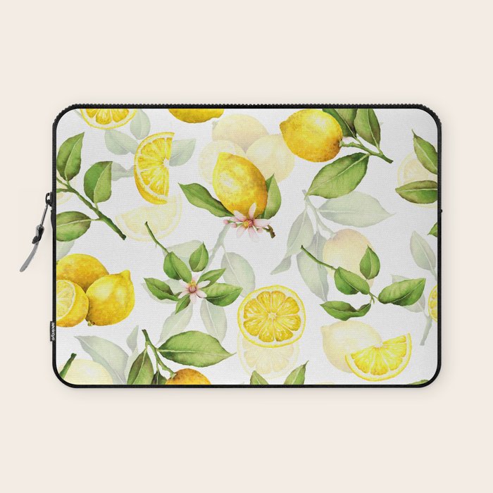 mediterranean summer lemon branches on white Laptop Sleeve Gallery Image 1