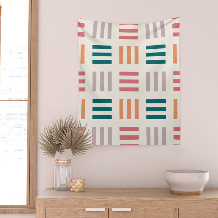 Modern Geometric Color Block Pattern Wall Tapestry Gallery Image 2