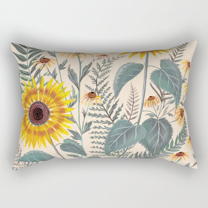 Sunflowers and Ferns Rectangular Pillow Gallery Image 1