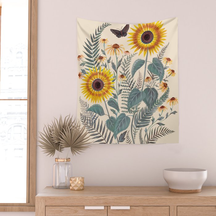 Sunflowers and Ferns Wall Tapestry Gallery Image 2