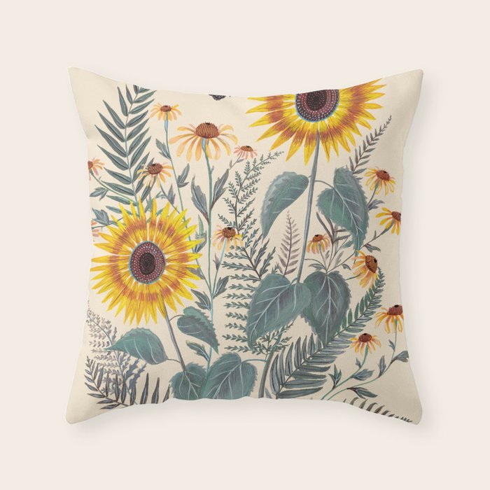 Sunflowers and Ferns Throw Pillow Gallery Image 6