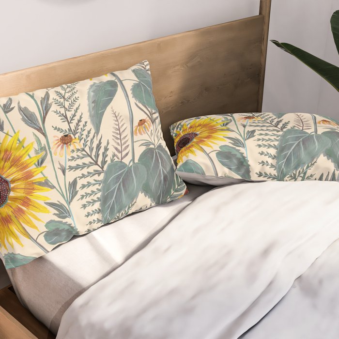 Sunflowers and Ferns Pillow Sham Gallery Image 2