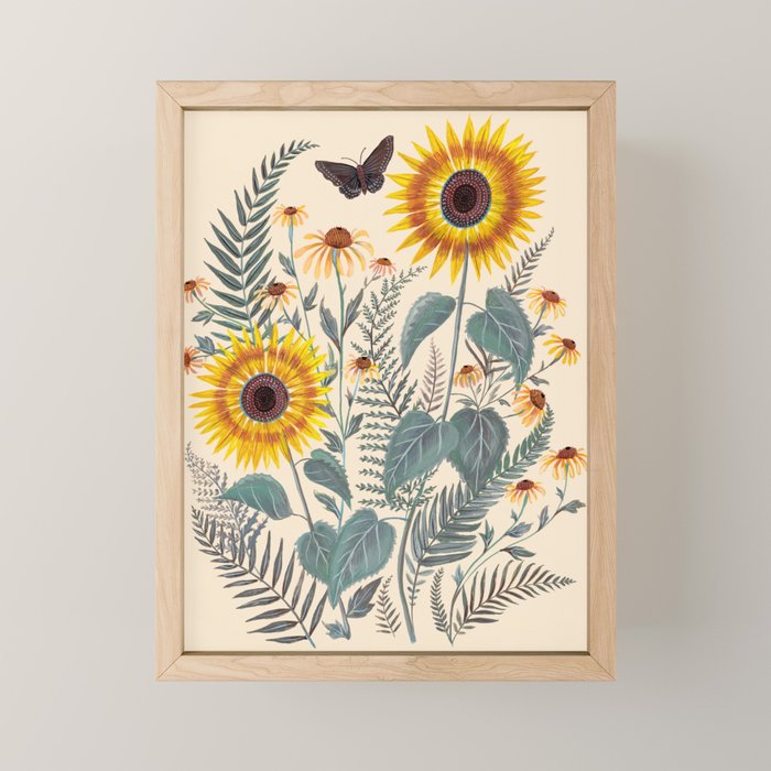 Sunflowers and Ferns Mini Art Print Gallery Image 1