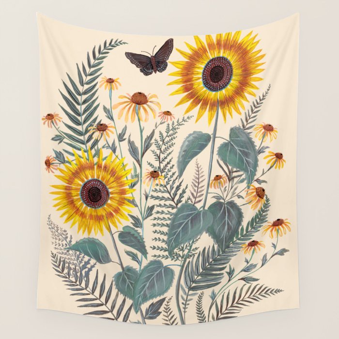 Sunflowers and Ferns Wall Tapestry Gallery Image 4