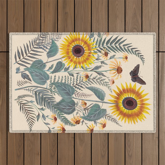 Sunflowers and Ferns Outdoor Rug Gallery Image 1