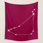Capricorn Zodiac Star Constellation Line Art Magenta Pink Wall Tapestry Gallery Image 4