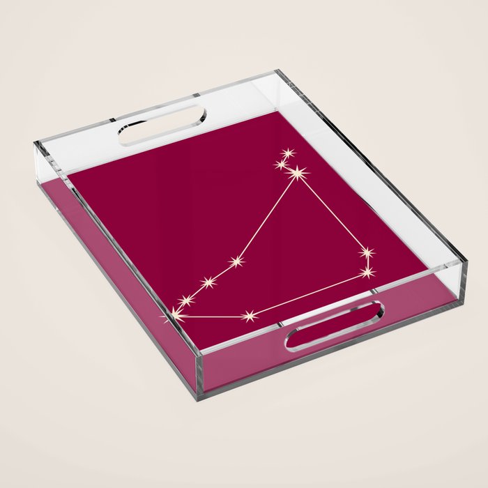 Capricorn Zodiac Star Constellation Line Art Magenta Pink Acrylic Tray Gallery Image 1