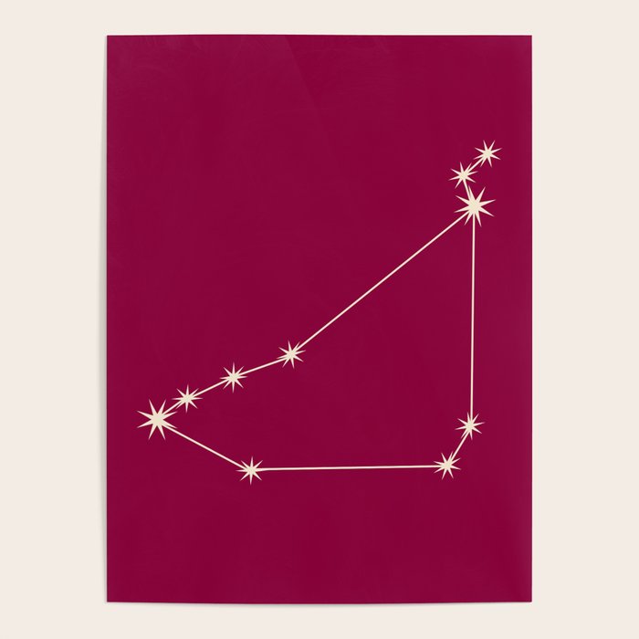 Capricorn Zodiac Star Constellation Line Art Magenta Pink Poster Gallery Image 4