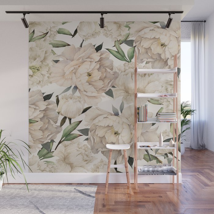 Peonies Pattern Wall Mural Gallery Image 1