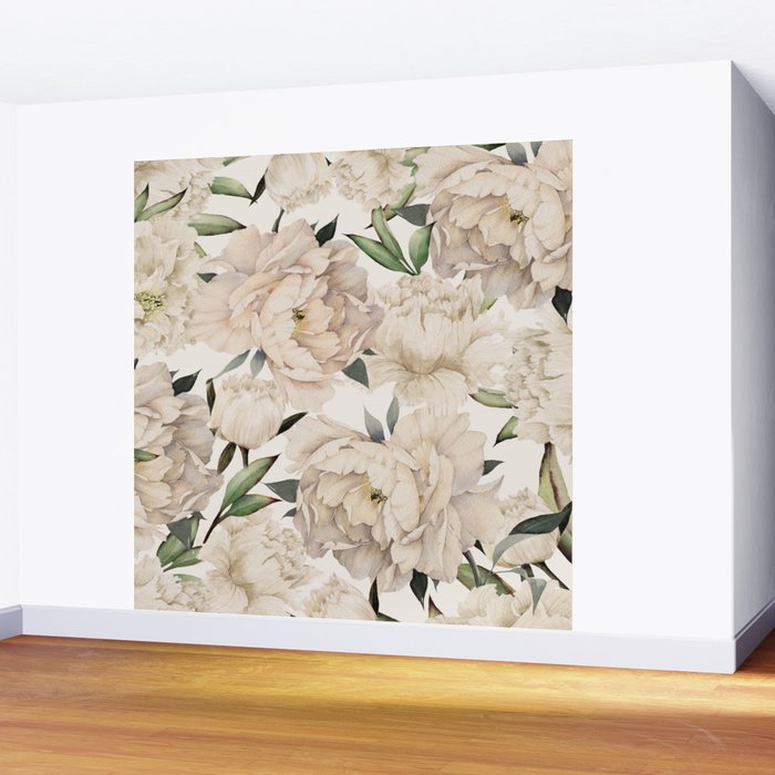 Peonies Pattern Wall Mural Gallery Image 2