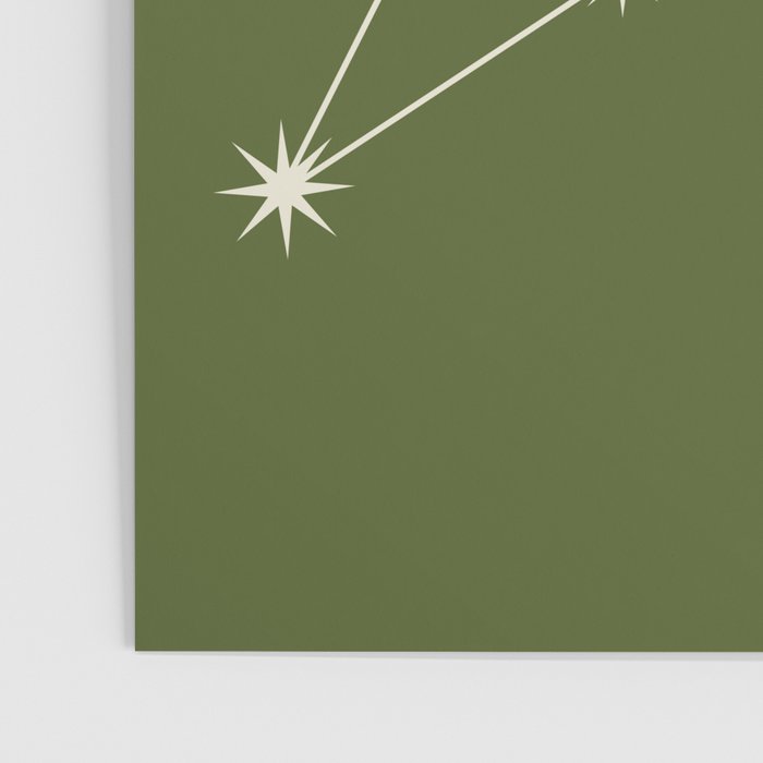 Leo Zodiac Star Constellation Line Art Olive Green Poster Gallery Image 3