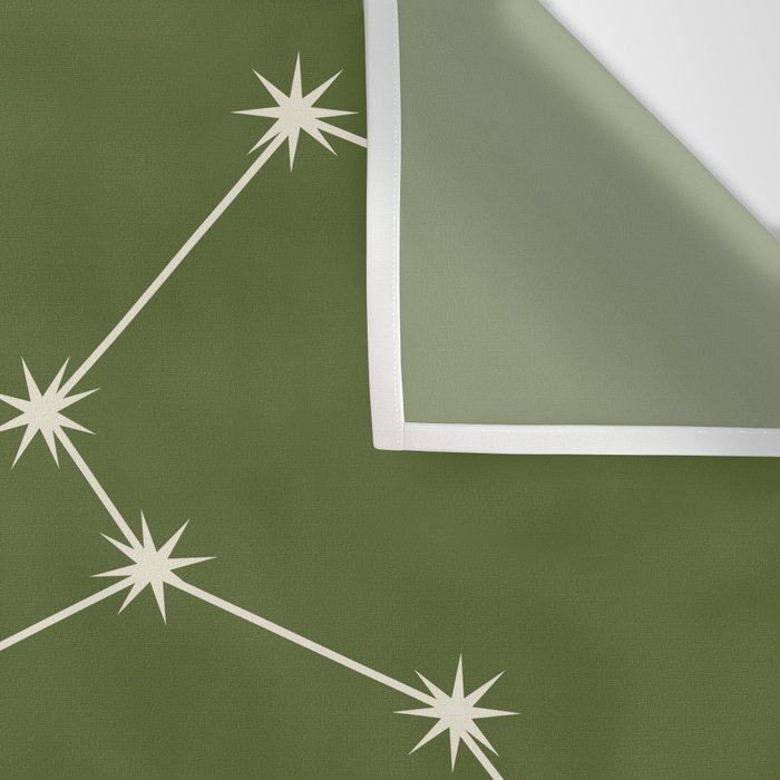 Leo Zodiac Star Constellation Line Art Olive Green Wall Tapestry Gallery Image 3