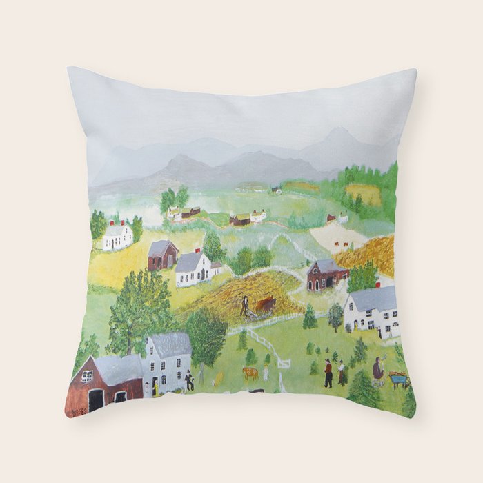 Anna Mary Robertson 'Grandma' Moses Mountains American Folk Art Throw Pillow Gallery Image 1
