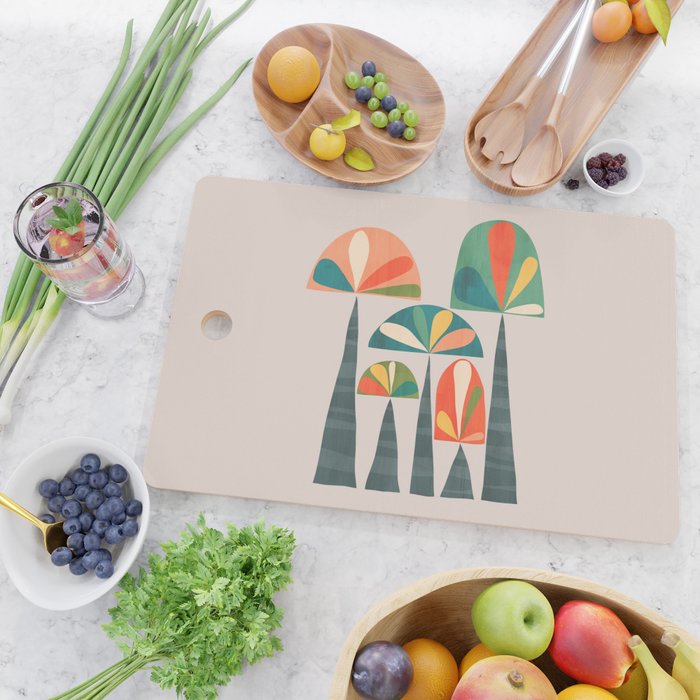 Quirky retro palm trees Cutting Board Gallery Image 2