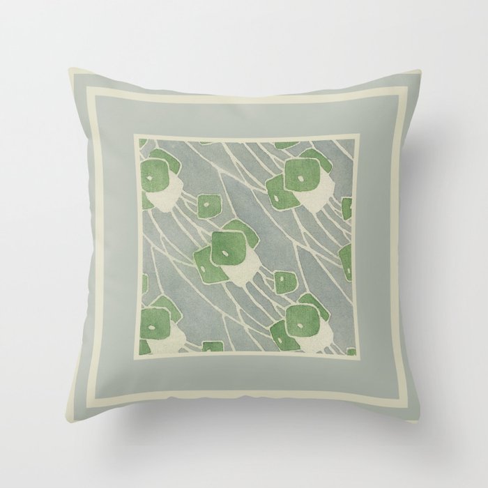 Green Geometric 1915 Hannah Borger Overbeck Throw Pillow Gallery Image 1