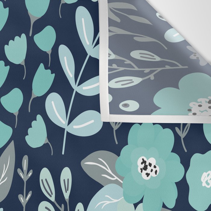 Ditsy Florals, Navy and Teal Wall Tapestry Gallery Image 3