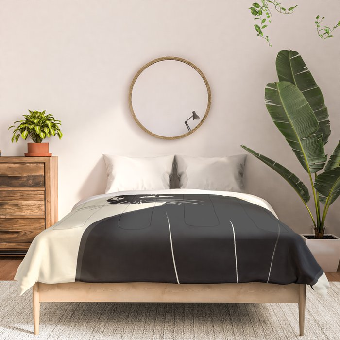 Minimalist Black Cat Comforter Gallery Image 3