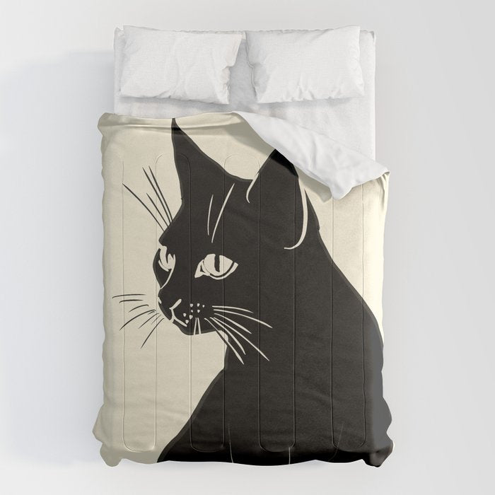 Minimalist Black Cat Comforter Gallery Image 6