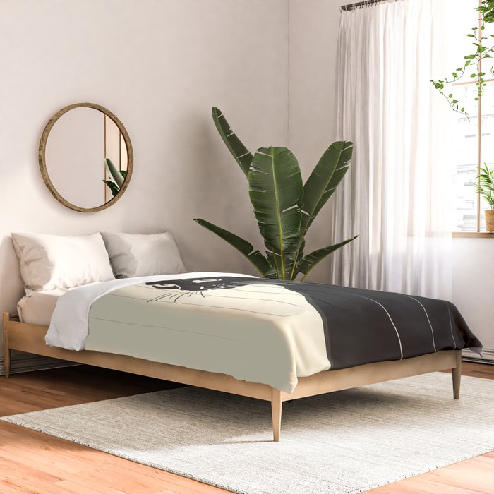 Minimalist Black Cat Comforter Gallery Image 2