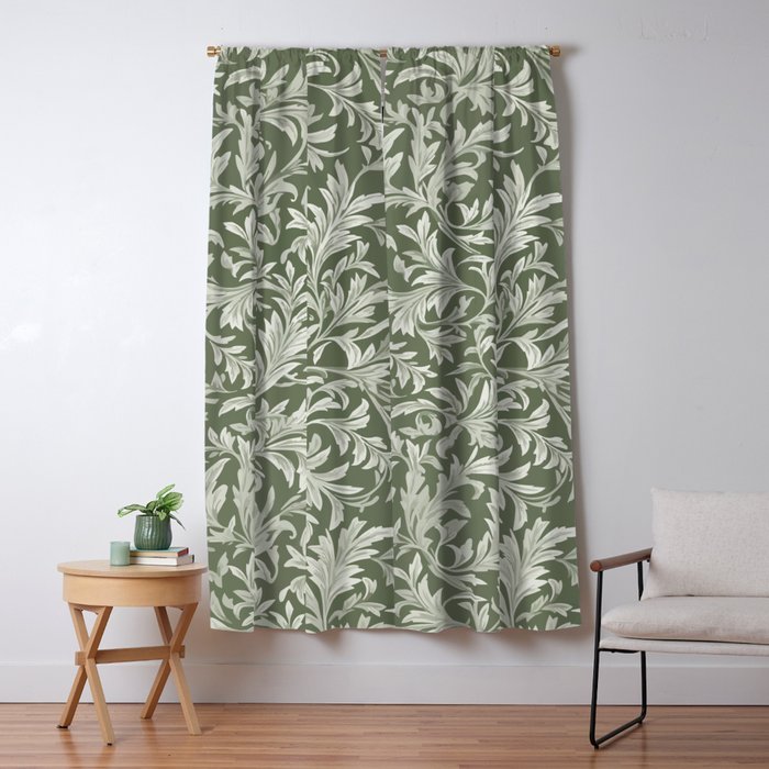 Countryside Bloom Sage Leaf Window Curtain Gallery Image 5