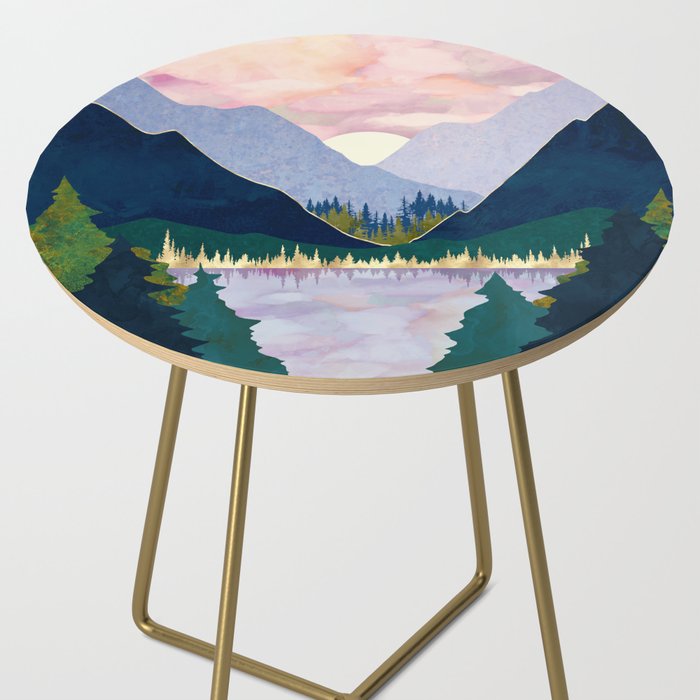 Winter Mountain Lake Side Table Gallery Image 2