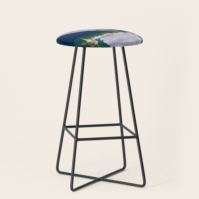Winter Mountain Lake Stool Gallery Image 1
