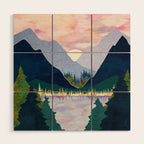 Winter Mountain Lake Wood Wall Art Gallery Image 1