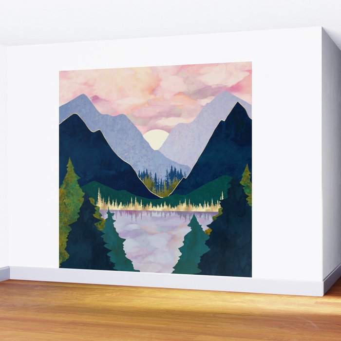 Winter Mountain Lake Wall Mural Gallery Image 2
